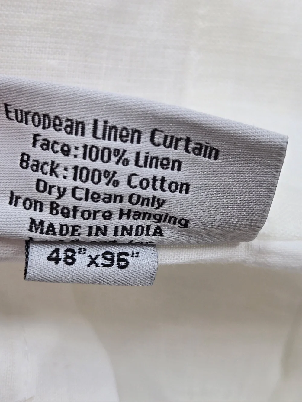 QUINCE Set Of 2 48x96 European Linen Curtains White 0420